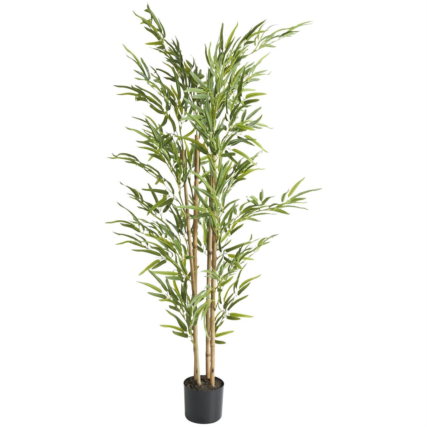 17096 Green Faux Foliage Bamboo Tall Artificial Tree with Black Pot, 25" x 23" x 59"