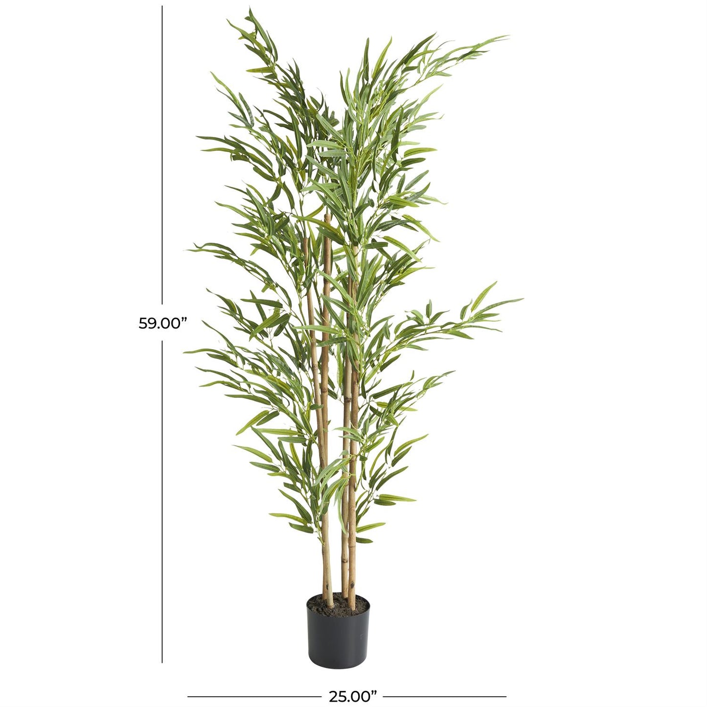 17096 Green Faux Foliage Bamboo Tall Artificial Tree with Black Pot, 25" x 23" x 59"