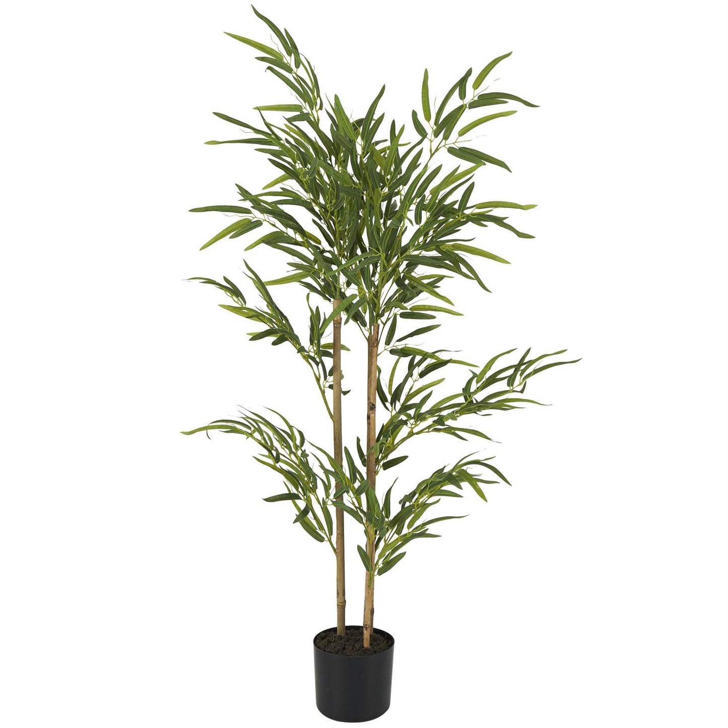 27096 Green Faux Foliage Bamboo Artificial Tree with Black Pot, 26" x 23" x 49"