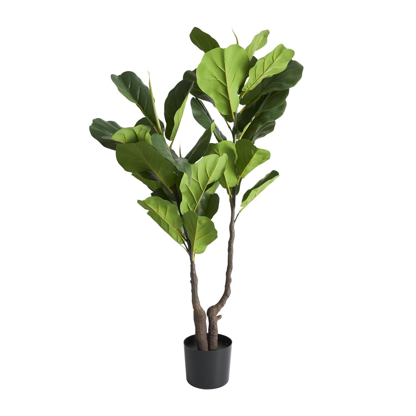 37096 Green Faux Foliage Fiddle Leaf Artificial Tree with Black Pot, 24" x 19" x 49"
