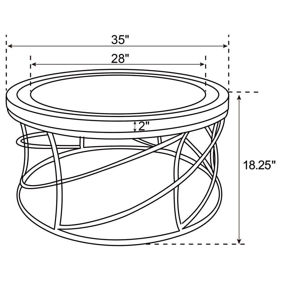 863017 Esile Round Mirror Top Stainless Steel Coffee Table Set Gold