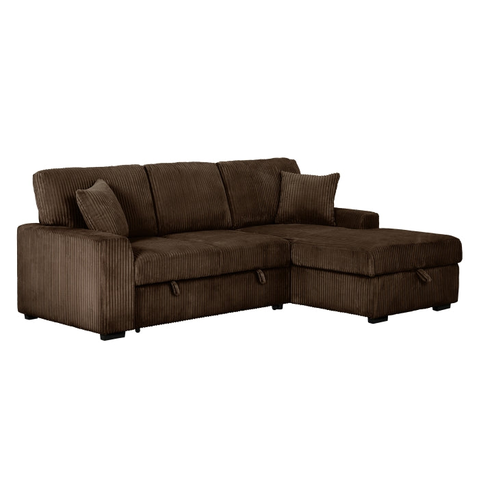 8608 Fabric Pull Out Sectional Sofa & Storage