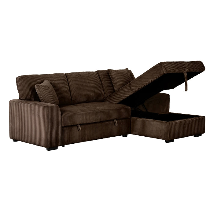 8608 Fabric Pull Out Sectional Sofa & Storage