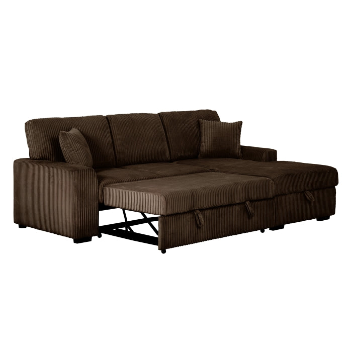 8608 Fabric Pull Out Sectional Sofa & Storage