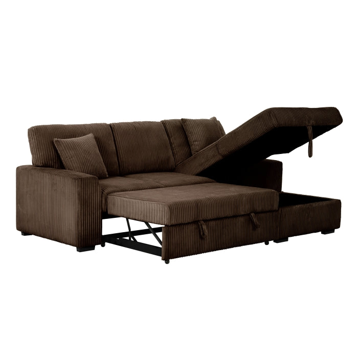 8608 Fabric Pull Out Sectional Sofa & Storage