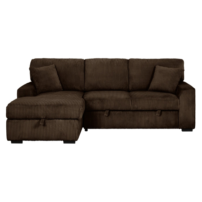 8608 Fabric Pull Out Sectional Sofa & Storage