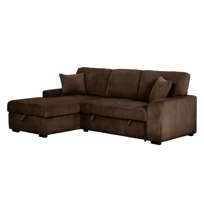 8608 Fabric Pull Out Sectional Sofa & Storage