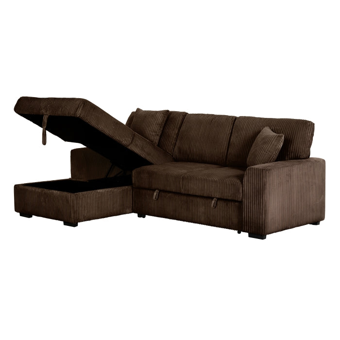 8608 Fabric Pull Out Sectional Sofa & Storage