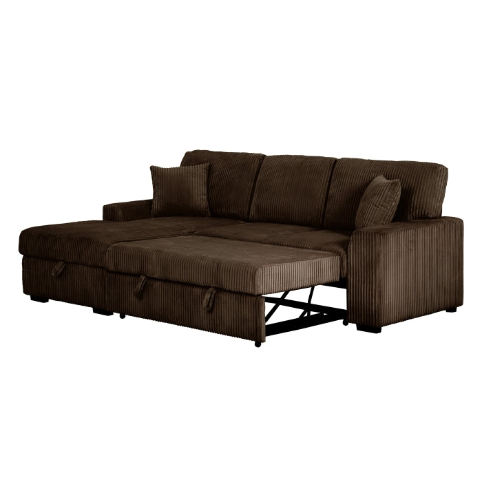 8608 Fabric Pull Out Sectional Sofa & Storage