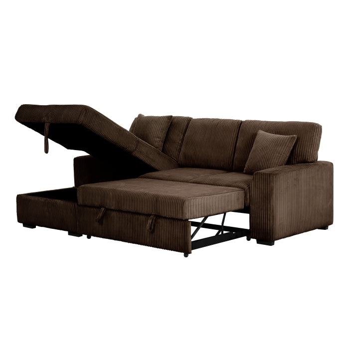 8608 Fabric Pull Out Sectional Sofa & Storage