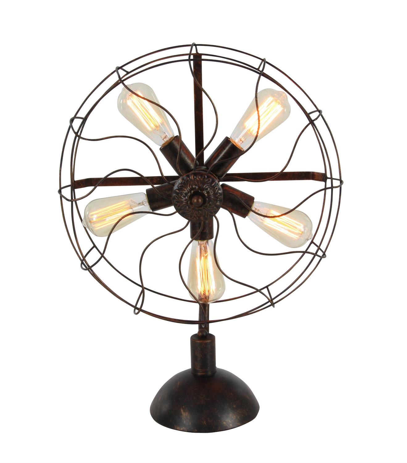 93248 Bronze Metal Vintage Fan Shape 5 Light Accent Lamp, 19" x 8" x 24"