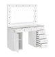 Percy 7-Drawer Glass Top Vanity Desk With Lighting White