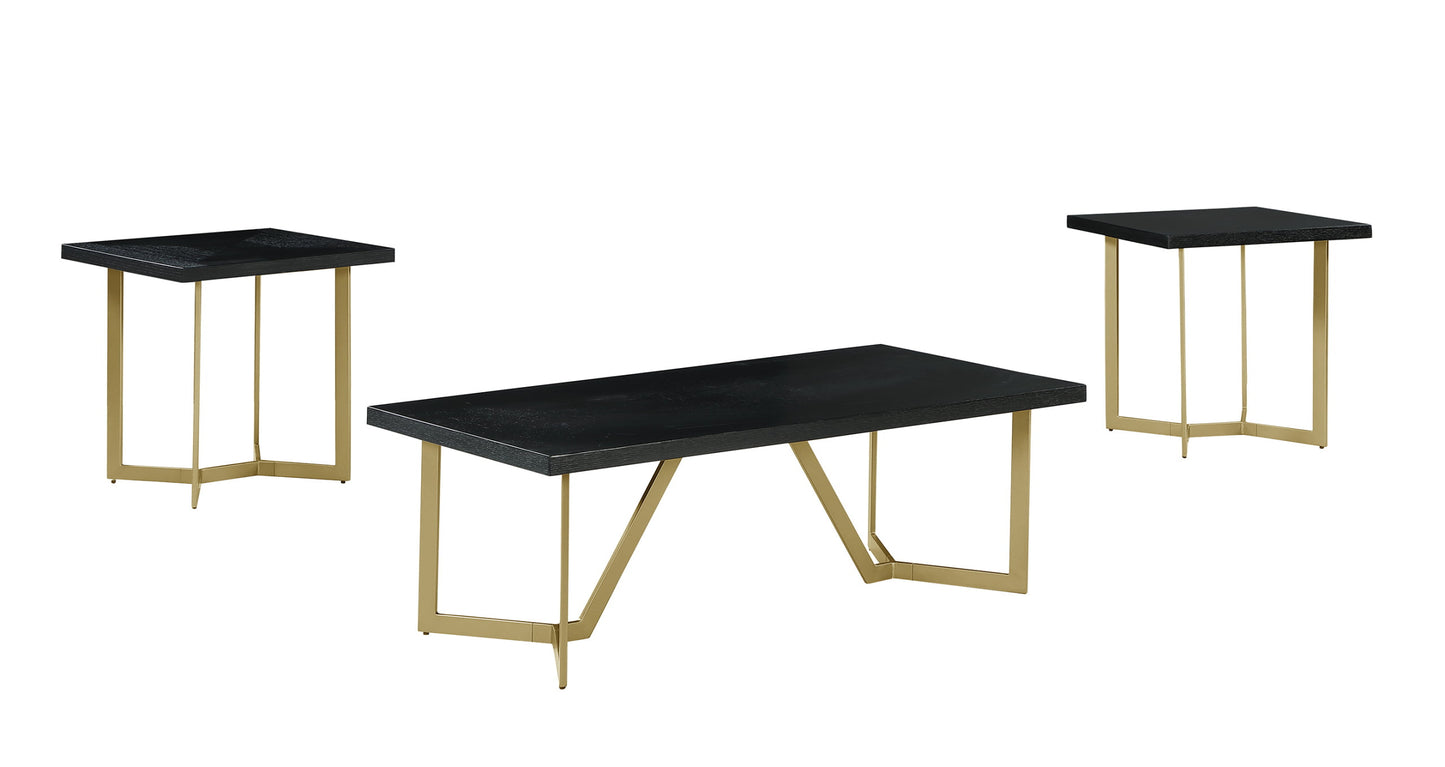 2-1-082TC Black Wood Coffee Table Set
