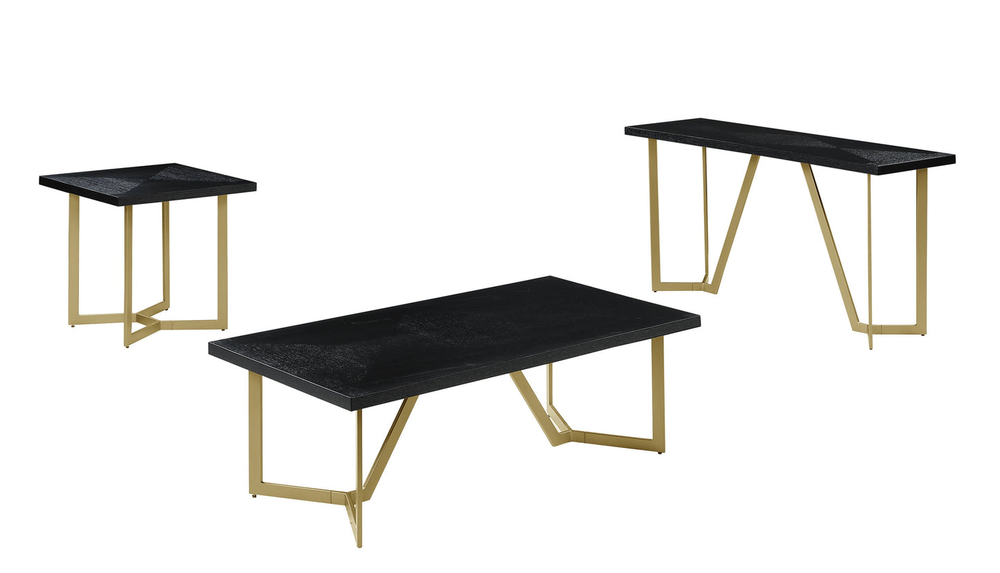 2-1-082TC Black Wood Coffee Table Set