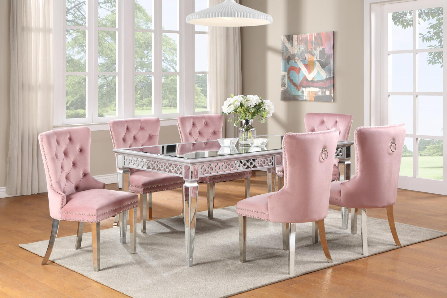 280D TABLE & VELVET SIDE CHAIRS