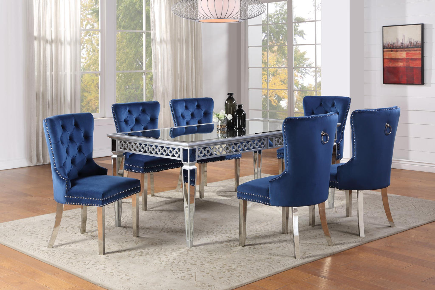 280D TABLE & VELVET SIDE CHAIRS