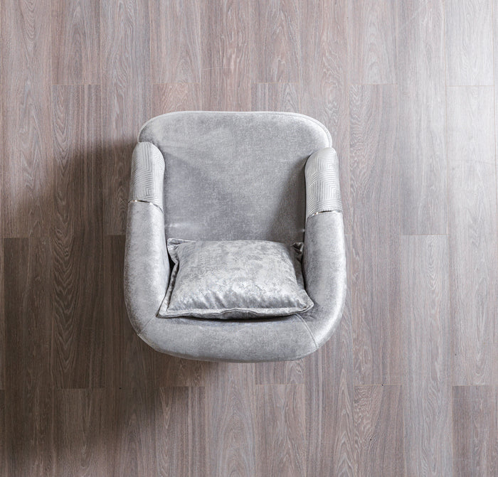 Anatnas Silver Velvet Sofa 89" & Loveseat 69"
