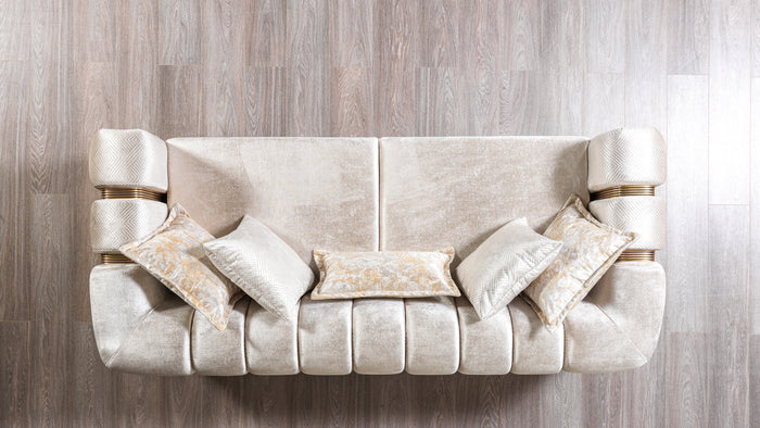 Anatnas Ivory Velvet Sofa 89" & Loveseat 69"
