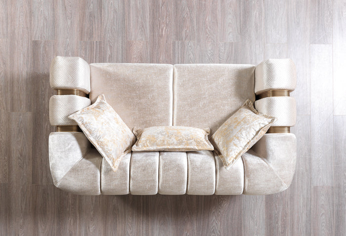 Anatnas Ivory Velvet Sofa 89" & Loveseat 69"