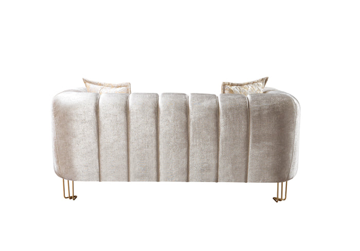 Anatnas Ivory Velvet Sofa 89" & Loveseat 69"