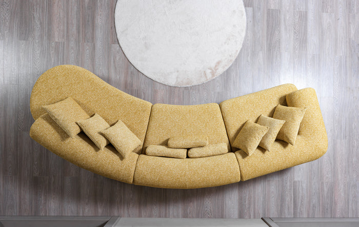 Anel Mustard Boucle 3-Piece Curved 145" Sectional