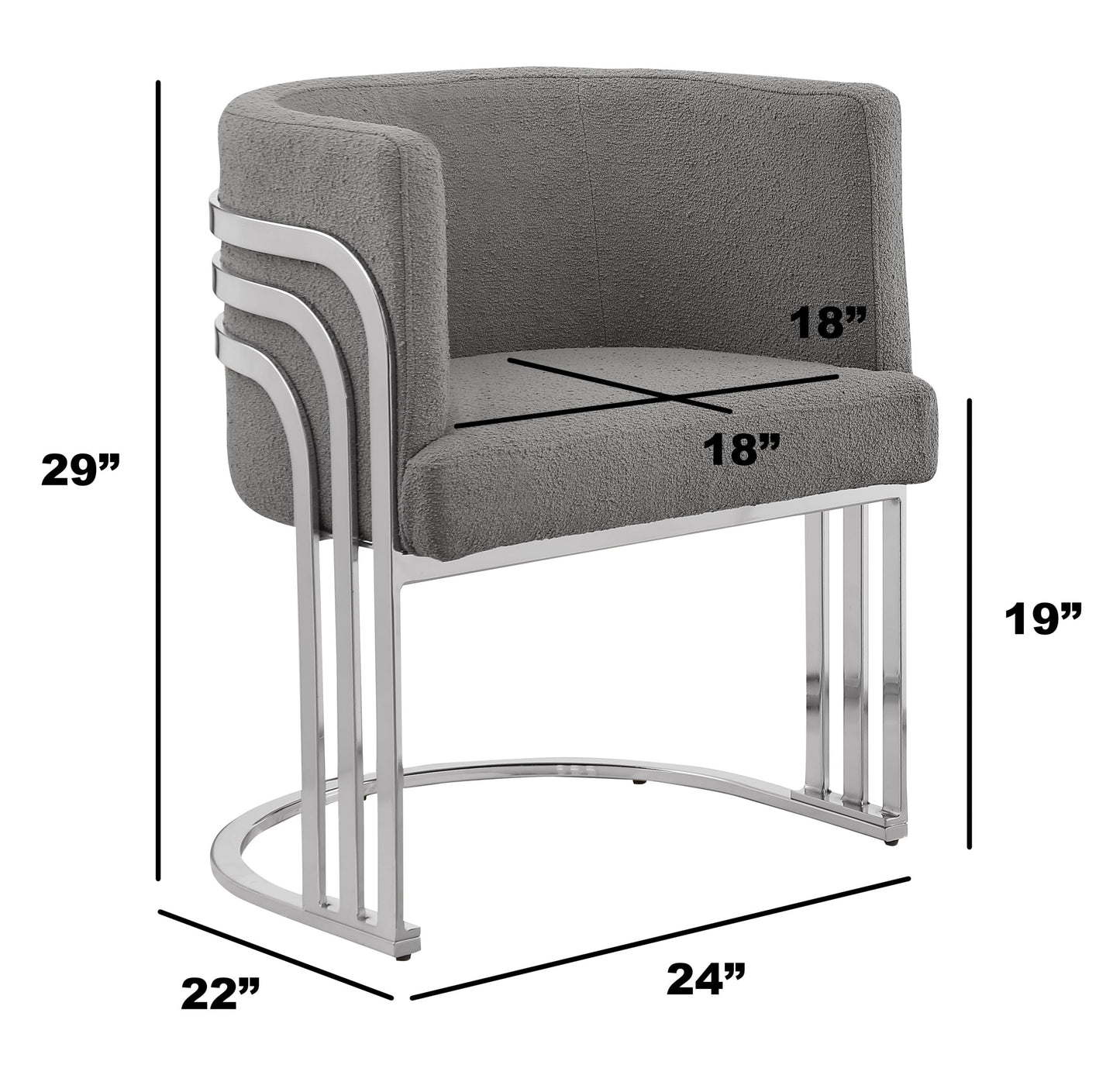 020CS Teddy fabric barrel chairs with Silver base