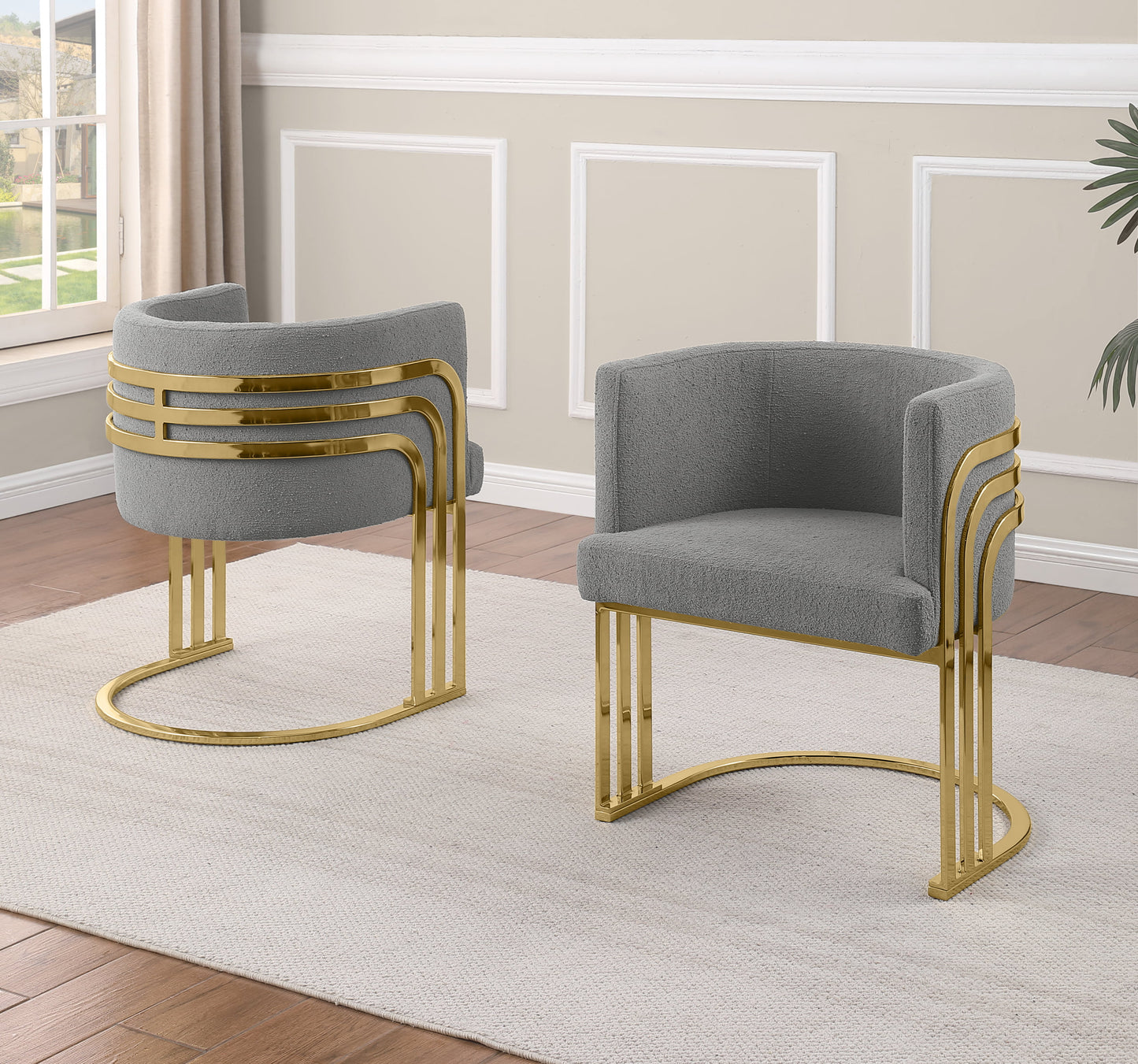 420CS Teddy fabric Barrel chair with Gold base