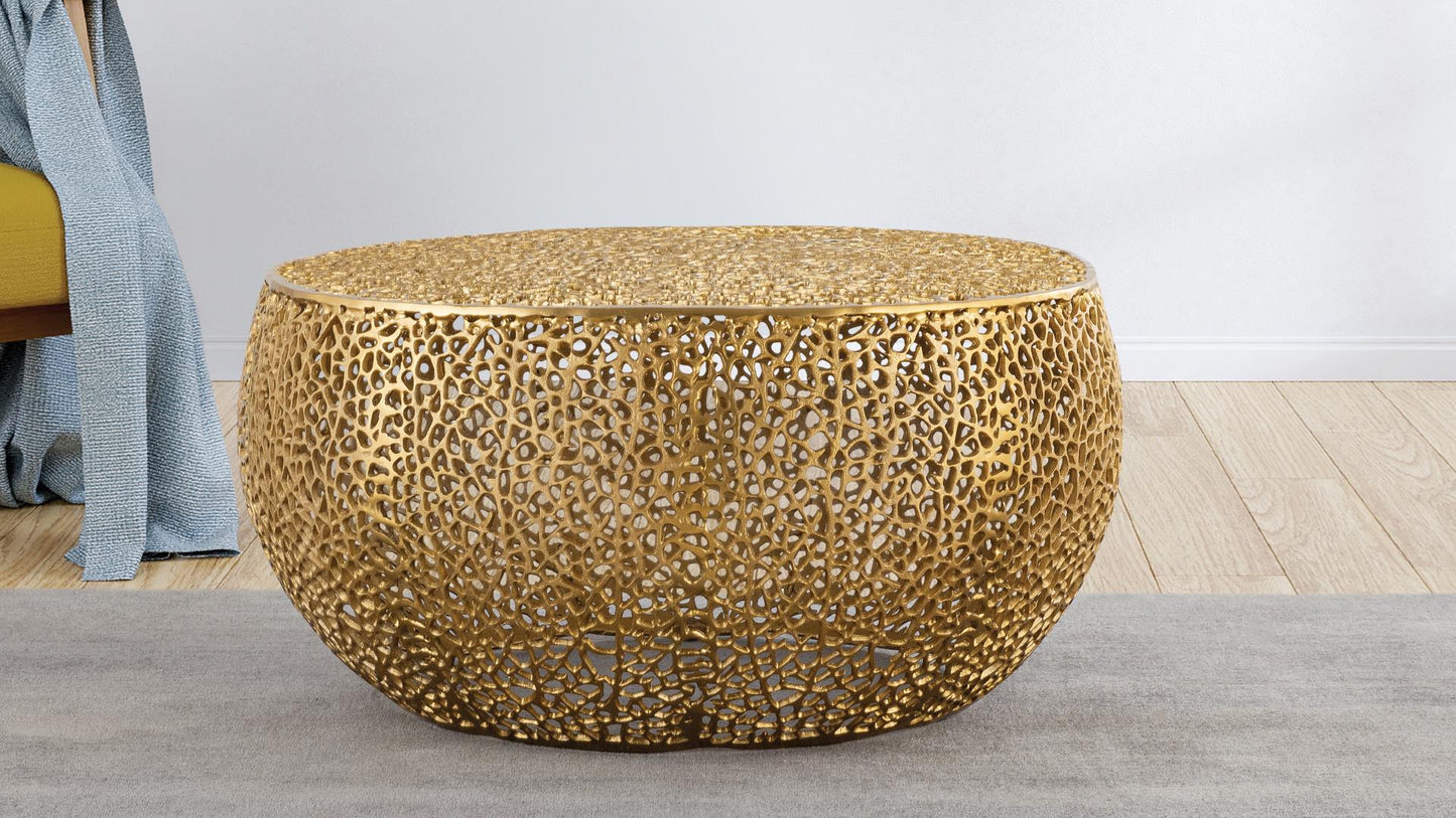 23-2053T Round Coffee Table Set Gold