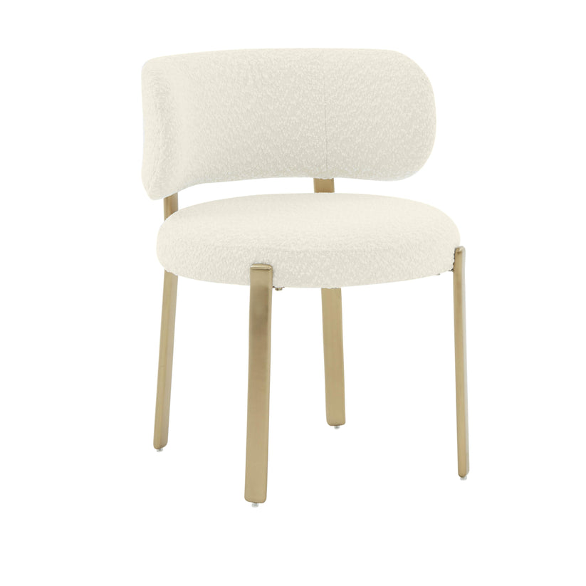 18686D-VOT Aramat Marble Ceramic 47" Round Dinette Table And 94686D-VOT Teragram Performance Boucle Dining Chair