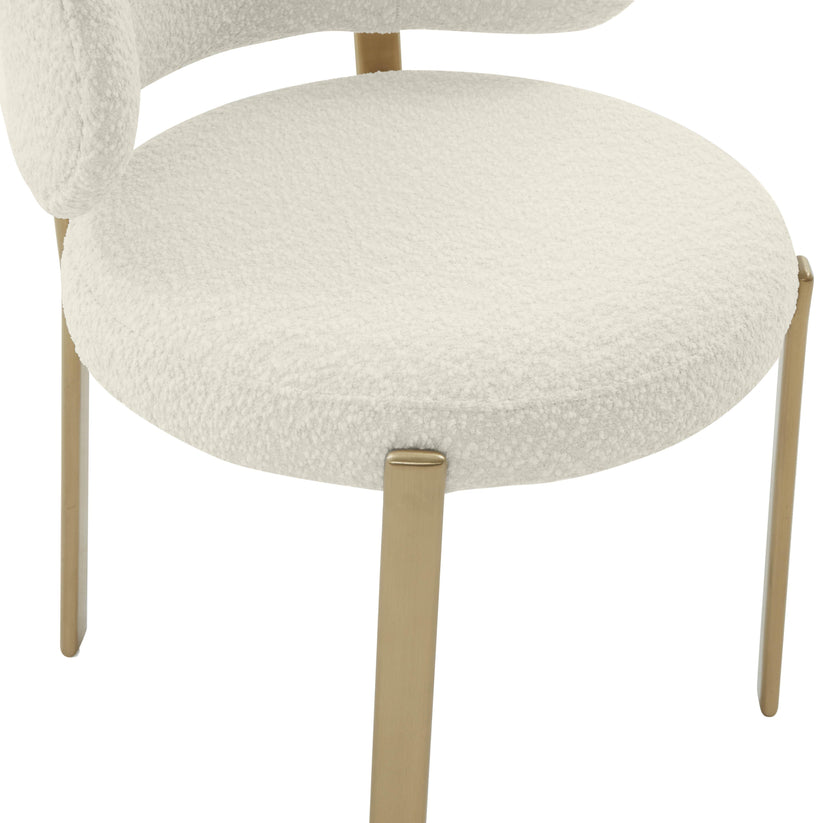18686D-VOT Aramat Marble Ceramic 47" Round Dinette Table And 94686D-VOT Teragram Performance Boucle Dining Chair
