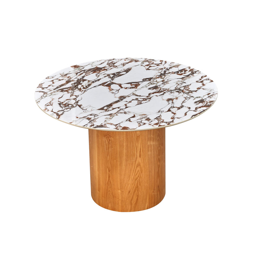 18686D-VOT Aramat Marble Ceramic 47" Round Dinette Table And 94686D-VOT Teragram Performance Boucle Dining Chair