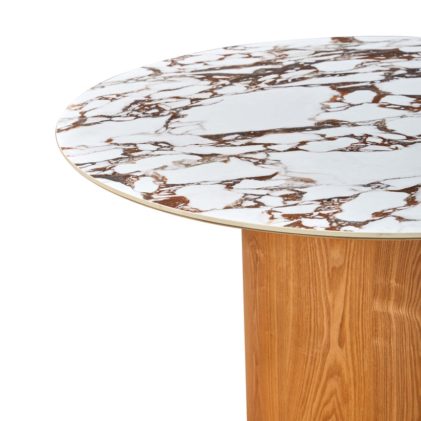 18686D-VOT Aramat Marble Ceramic 47" Round Dinette Table And 94686D-VOT Teragram Performance Boucle Dining Chair