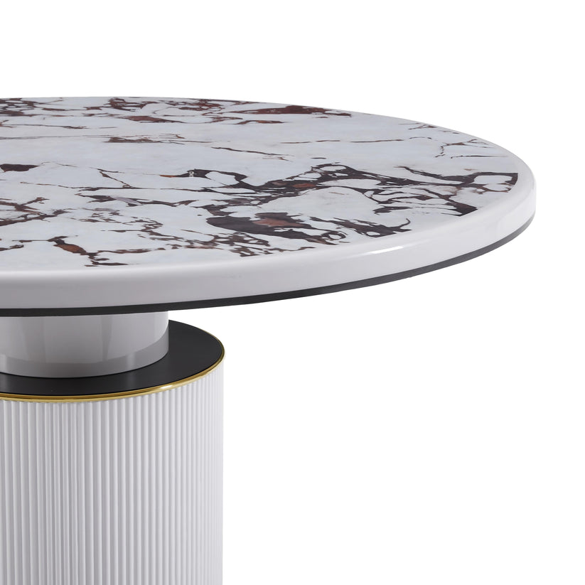 06786D-VOT Assenav White Marble Lacquer 53" Round Dining Table