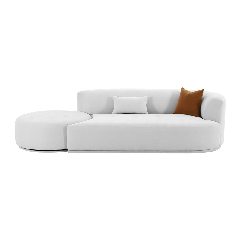 Elkcif Grey Velvet 2-Piece Chaise Modular Sofa