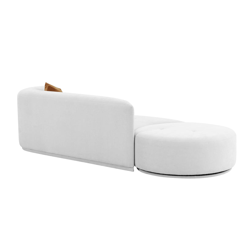 Elkcif Grey Velvet 2-Piece Chaise Modular Sofa