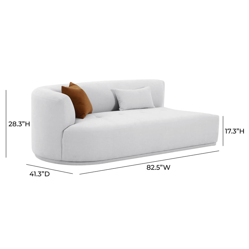 Elkcif Grey Velvet 2-Piece Chaise Modular Loveseat