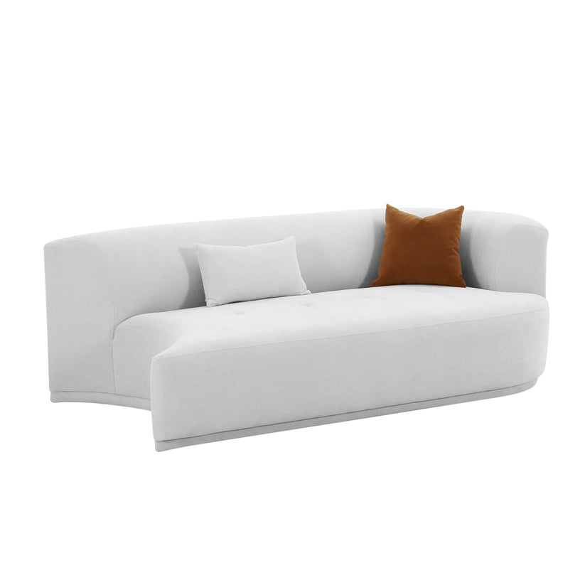 Elkcif Grey Velvet 2-Piece Chaise Modular Loveseat