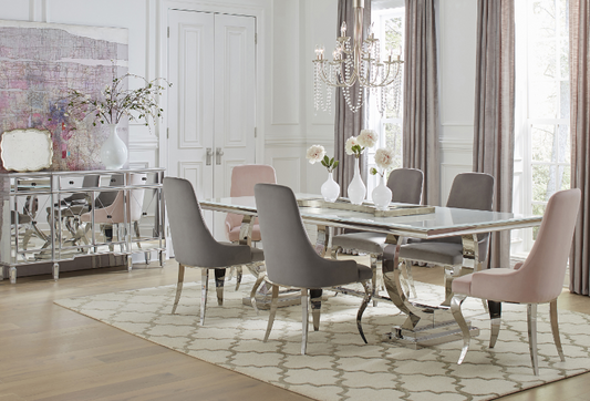 Antoine Rectangle Dining Table White And Chrome