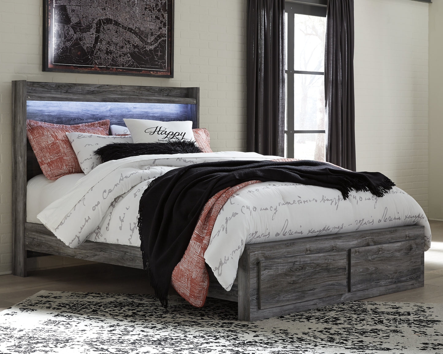 Baystorm Panel Bed With 2 Storage Drawers
