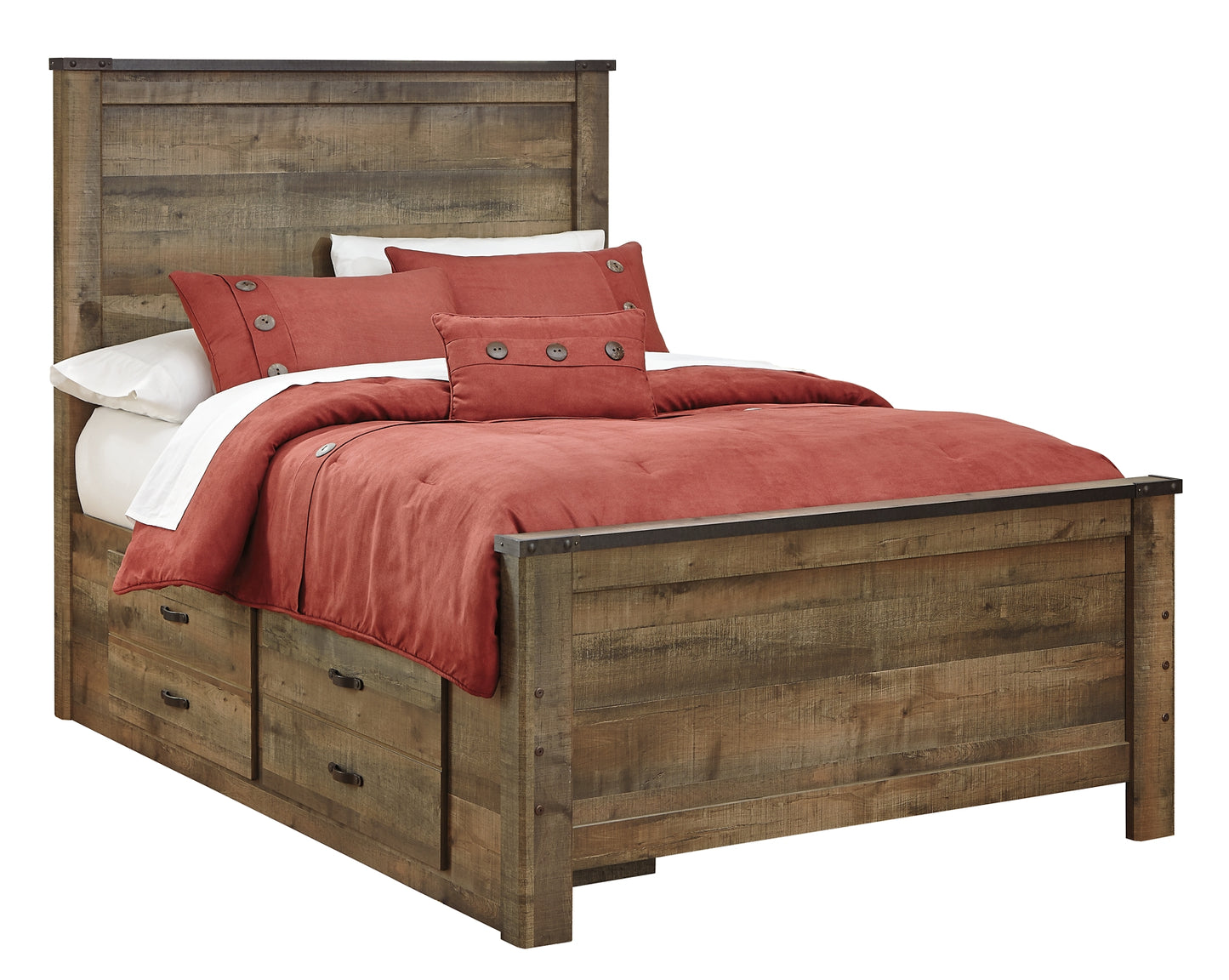 Trinell Panel Bed With 2 Storage Drawers