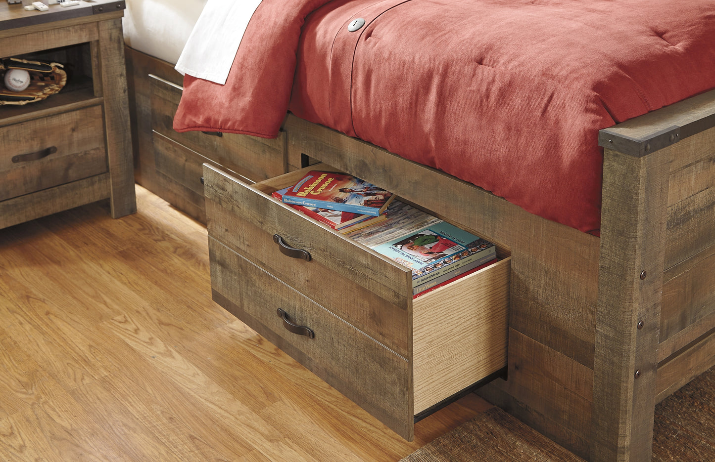 Trinell Panel Bed With 2 Storage Drawers