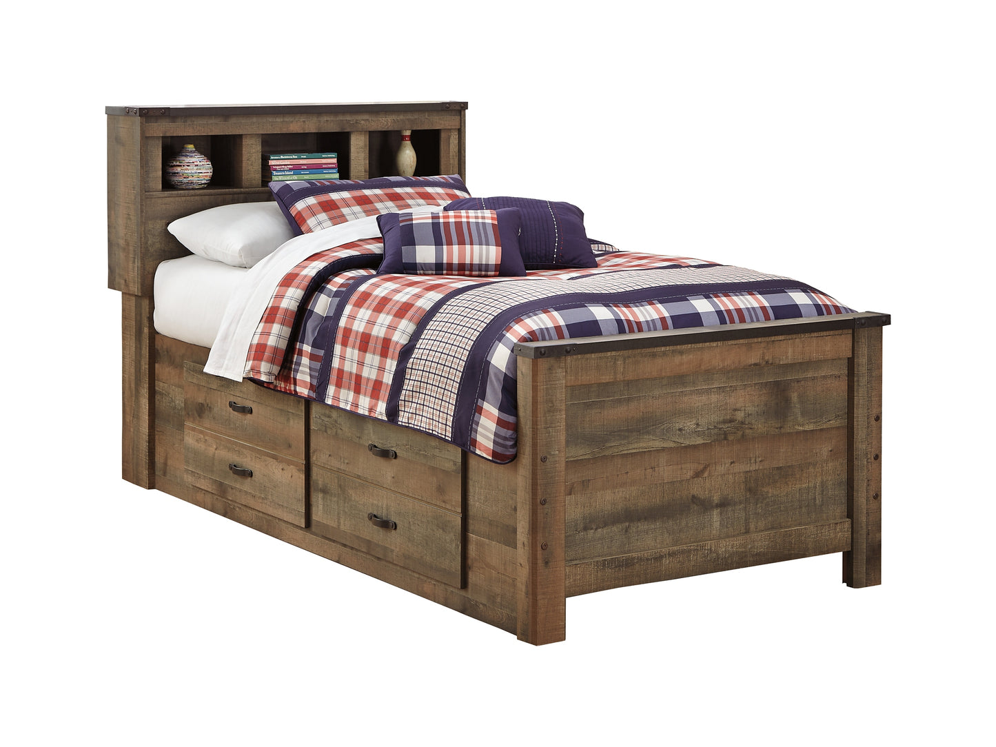 Trinell Bookcase Bed With 2 Storage Drawers
