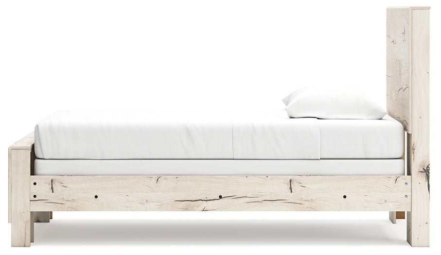 Lawroy Twin Panel Bed with Storage with Mirrored Dresser and Chest