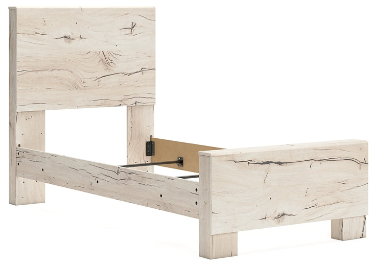 Lawroy Twin Panel Bed with Mirrored Dresser, Chest and Nightstand