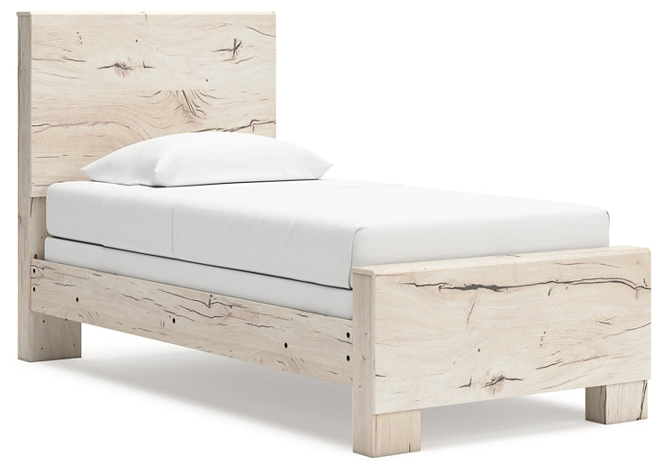 Lawroy Twin Panel Bed with Mirrored Dresser, Chest and Nightstand
