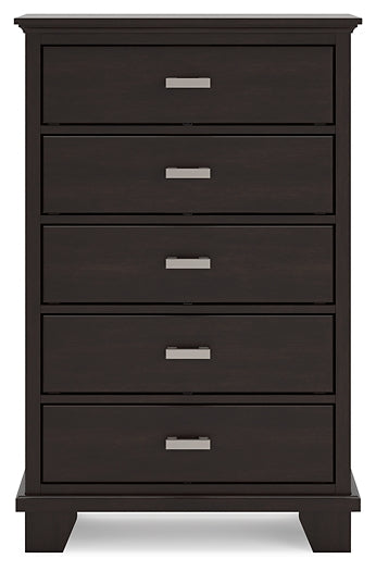 Covetown California King Panel Bed with Mirrored Dresser and Chest