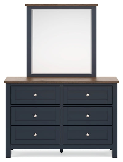 Landocken Twin Panel Headboard with Mirrored Dresser