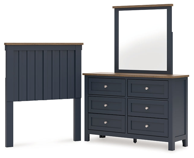 Landocken Twin Panel Headboard with Mirrored Dresser
