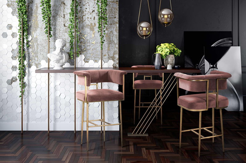 Dirtsa Velvet Bar Stool