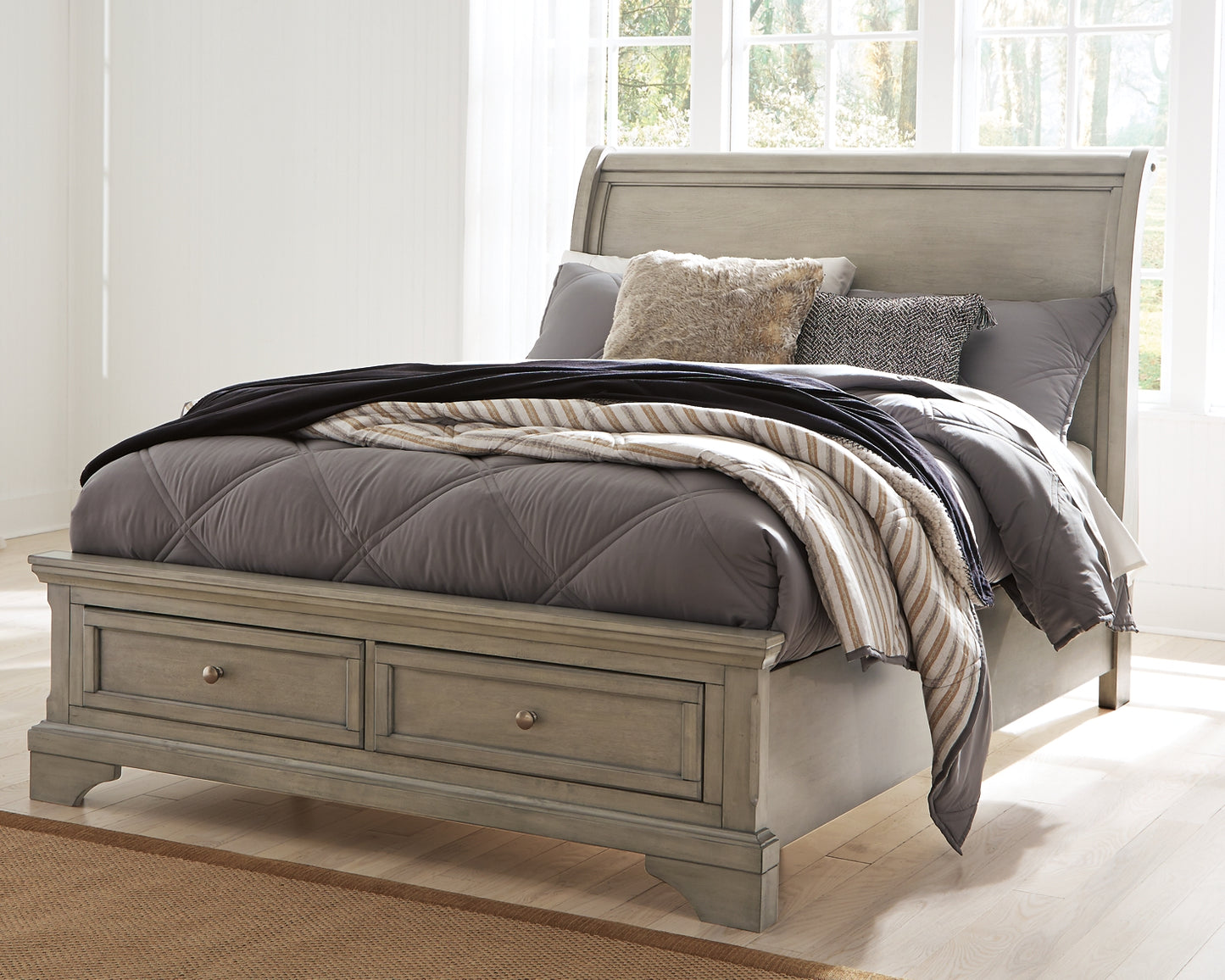 Ashley Express - Lettner Queen Sleigh Bed with 2 Storage Drawers